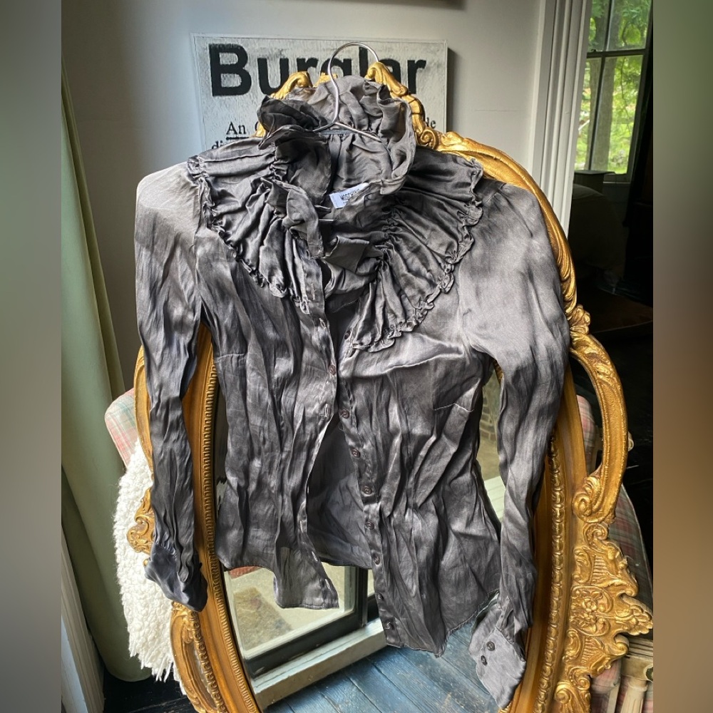 Elegant Ruffled Gray Moschino Blouse
